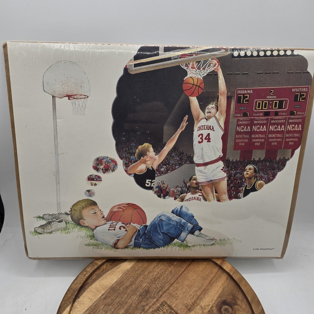 1986 DREAMPRINTS WENDEL FIELD INDIANA UNIVERSITY BASKETBALL PRINT 14"x11.5"